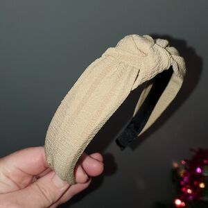New handmade boutique top knot flexible wide headband tan
